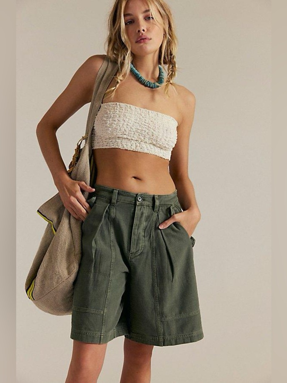 NWT! FP Free People Typee Pleat Chino Shorts Sz Medium